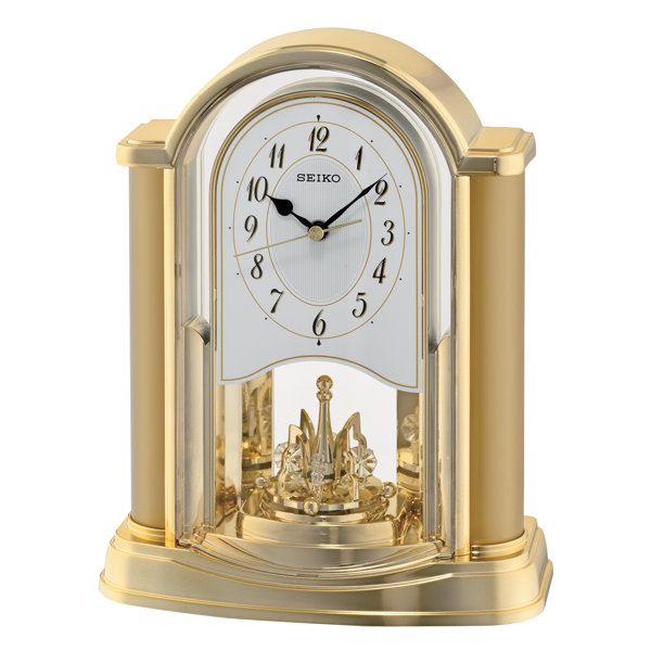 Seiko Clocks Numerical Analog Quartz Tabletop Clock in Gold Colored